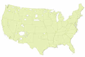 Map of the United States without Tribal Lands.